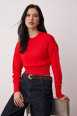 K?rm?z? Bisiklet Yaka Birlesik Bluz-H?rka Triko Kazak TWOAW26KZ00280