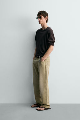 CAMISETA ALGOD?N - LINO  LIMITED EDITION / Marr?n - Zara фото 4