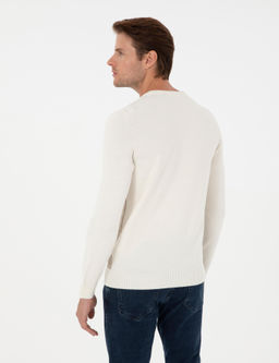 Ekru Slim Fit Bisiklet Yaka Triko Kazak - Pierre cardin фото 5