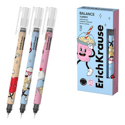 Цена за 2 шт. Ручка роллер ErichKrause "Balance Yummy" (63152) черная, 0.5мм, одноразовая