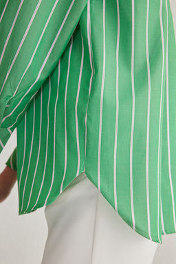 TRENDYOLMILLA Yesil Cizgili Oversize Genis Kal?p Dokuma Gomlek TWOSS25GO00010  фото 6