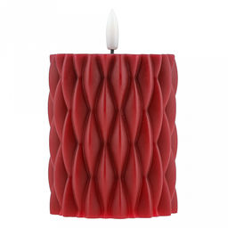 Свеча восковая, интерьерная, светодиодная на батарейках д7,9см h10(13)см, свет теплый, с мерцанием, цвет бордовый, питание от 2-х батареек АА (в комплект не входят), в коробке (Китай)