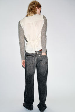 CONTRAST KNIT CARDIGAN WITH BELT - Zara фото 4