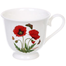 Чайная пара "Цветочная грация" (узкая кружка 220мл, блюдце) маки