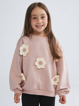 ?i?ek Desenli K?z ?ocuk Sweatshirt