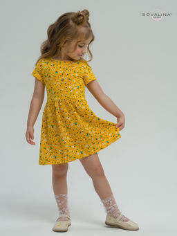 Платье Лето цветы на горчице