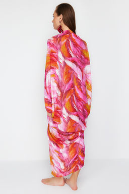 TRENDYOLMILLA Soyut Desenli Genis Kal?p Maxi Dokuma Buzgulu Plaj Elbisesi TBESS23EL00274 фото 5