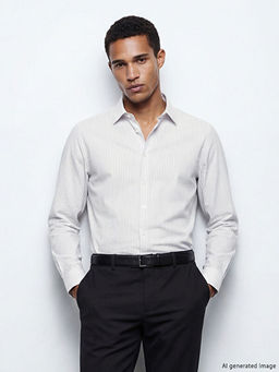 Рубашка мужская Slim Fit из габардина в полоску