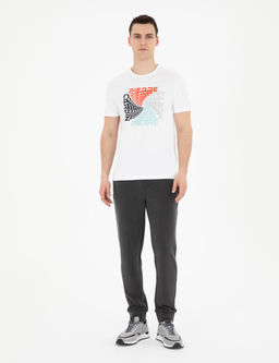 Beyaz Slim Fit %100 Pamuk Bisiklet Yaka Ti__rt