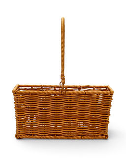 Корзина плетёная для хранения Fatum, с ручкой, пластиковая, коричневая, набор 2 шт.