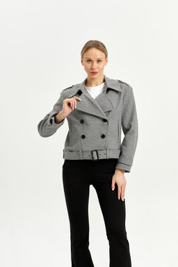 Полупальто женское демисезонное 25999 (пепельный/ёлочка) - Kankan фото 43