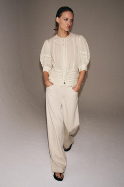 BLUSA ROM?NTICA ENCAJE ZW COLLECTION / Crudo