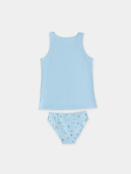 Комплект для девочек (майка, трусы) голубой с сердечками - Mark formelle фото 2