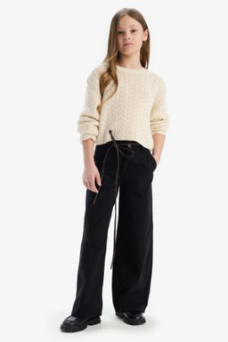 K?z Cocuk Wide Leg Genis Paca Pamuklu Pantolon