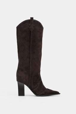 SPLIT SUEDE HEELED BOOTS - Zara фото 9