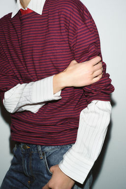 STRIPED COTTON AND LINEN T-SHIRT - Zara фото 2