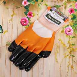 Цена за 12 шт. Перчатки нейлоновые с полиуретановым покрытием 3/4 облив 10 р-р ДоброСад