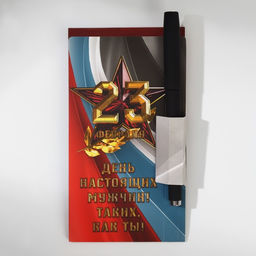 Подарочный набор, блок бумаги и шариковая ручка пластик «23 февраля: В день настоящих мужчин»