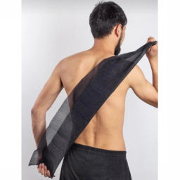 Цена за 4 шт. Мочалка для тела мужская "Премиум Японская, цвет черный, 30*90см