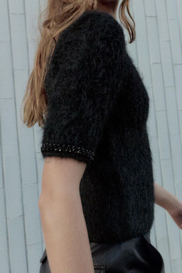SHORT SLEEVE KNIT JUMPER WITH JEWEL BEADS - Zara фото 2