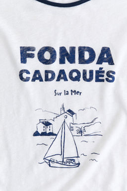 Camiseta en mezcla de lino con motivo estampado - H&m фото 3