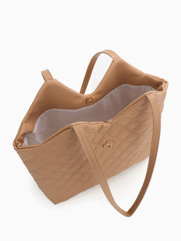 Сумка - шоппер женская на магните, 30×9×29 см, бежевая