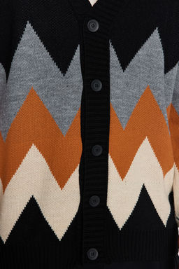 TRENDYOL MAN Siyah Buyuk Beden Oversize Fit Genis Kal?p Baklava Desenli Triko H?rka TMNAW24AV00004 - Trendyolmilla фото 5
