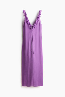 Vestido efecto arrugado con ribete de volantes