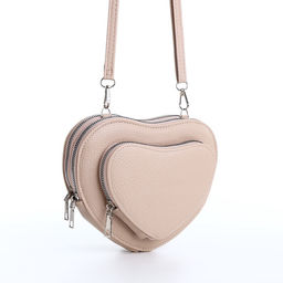 Сумка женская кросс-боди на молнии, в форме сердца, 20×5×16 см, бежевая