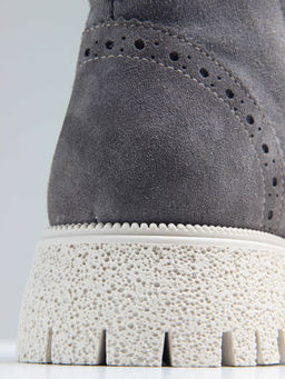 Ботинки 338.1541be. серый замок замша/Байка