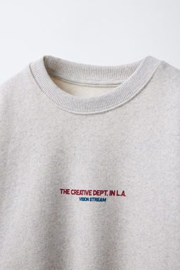 FLECKED SWEATSHIRT WITH SLOGAN - Zara фото 4