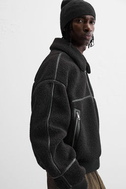 CONTRAST FAUX SHEARLING JACKET - Zara фото 5