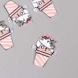 Цена за 4 шт. Декор для творчества акрил Два кота в стаканчике, 3.92.90.2 см