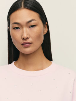 Свитшот из хлопка со стразами / Zarina  фото 6