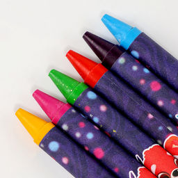 Восковые мелки - карандаши с блёстками «Панда», 6 цветов