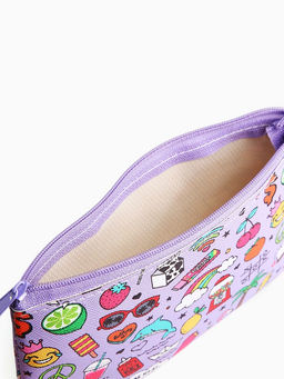 Цена за 3 шт. Косметичка-пенал на молнии, плоская, с рисунком Лето, сиреневая - Simaland фото 3