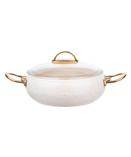 Кастрюля с крышкой стеклянной 22х10 см (3,5 л) с АПП, цв. айвори, арт. 3000-IVR-22