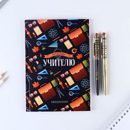 Подарочный набор, ежедневник, ручки 2 шт. шариковые, 1 мм, синяя, красная паста «Учителю»