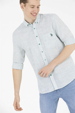 U. S. Polo Assn / Мужская зеленая рубашка с длинным рукавом - U.s. polo assn фото 9