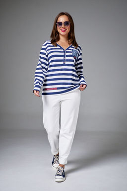 Джемпер AVE RARA 2248 бело-синяя полоска  фото 5