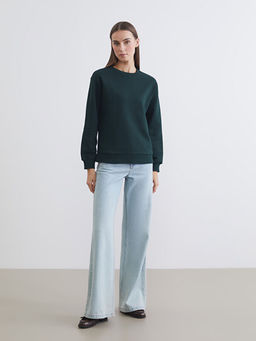 Bisiklet Yaka Kad?n Kal?n Sweatshirt