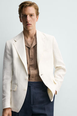 BLAZER RELAXED FIT TRAJE 100% LINO / Blanco
