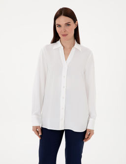 Beyaz Comfort Fit Uzun Kollu G_mlek