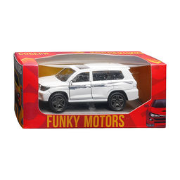 Белая с серебрянной полоской инерционная машинка die-cast , 1:32