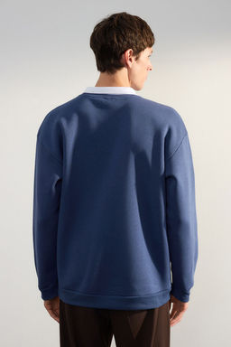 TRENDYOL MAN Premium Indigo Oversize/Genis Kesim Gomlek Ici Polarl? Sweatshirt TMNAW24SW00187 - Trendyolmilla фото 5
