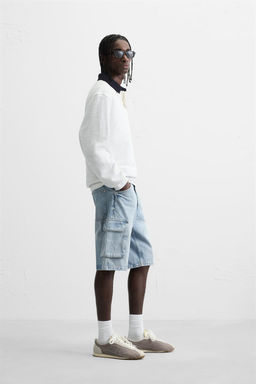 DENIM CARGO BERMUDA SHORTS - Zara фото 4