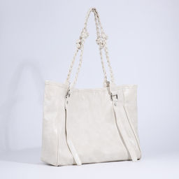 Сумка-шопер женская на молнии, размер 44×10×29 см, однотонная, белая