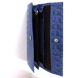 Портмоне женское Croco-ПР-952 натуральная кожа 3 отд, 5 карм, голубой кайман (13) 264733  фото 3