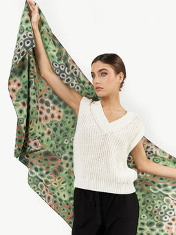 Большой, мягкий, тонкий и очень нежный двусторонний палантин с рисунком. - Tantino фото 5