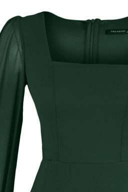 TRENDYOLMILLA Siyah A Kesim Kare Yaka Mini Astarl? Dokuma Elbise TWOAW23EL00936 фото 7